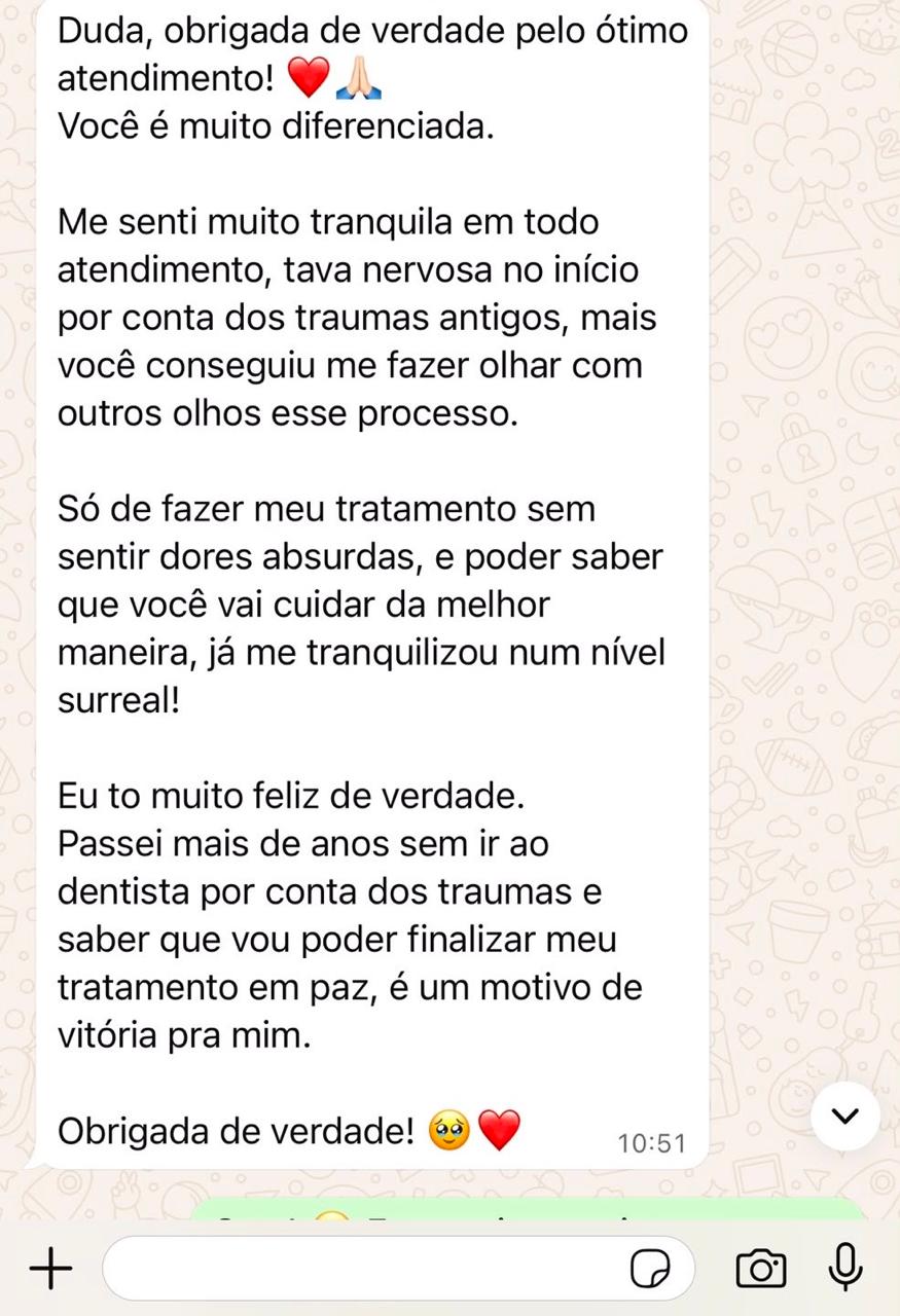 Print de conversa de WhatsApp com paciente