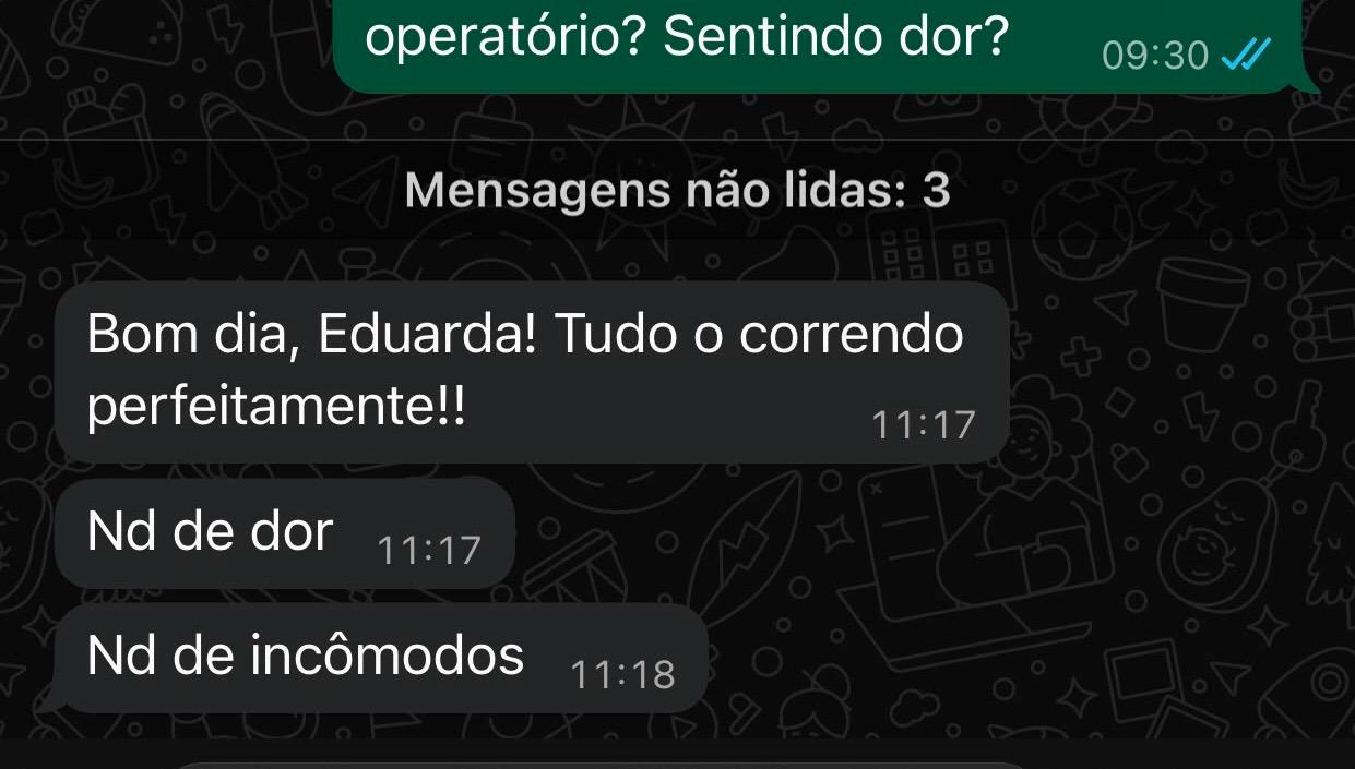 Print de conversa de WhatsApp com paciente, nome ocultado